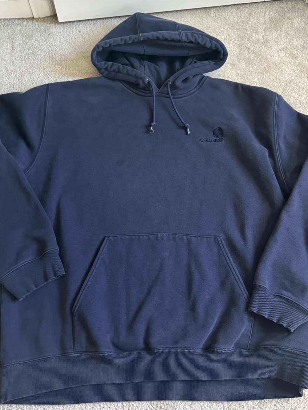 Vintage Carhartt Hoodie Navy Blue Sweatshirt Pullover 2XL